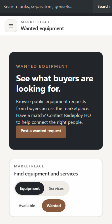 Redeploy HQ wanted equipment page for publishing and browsing buyer requests